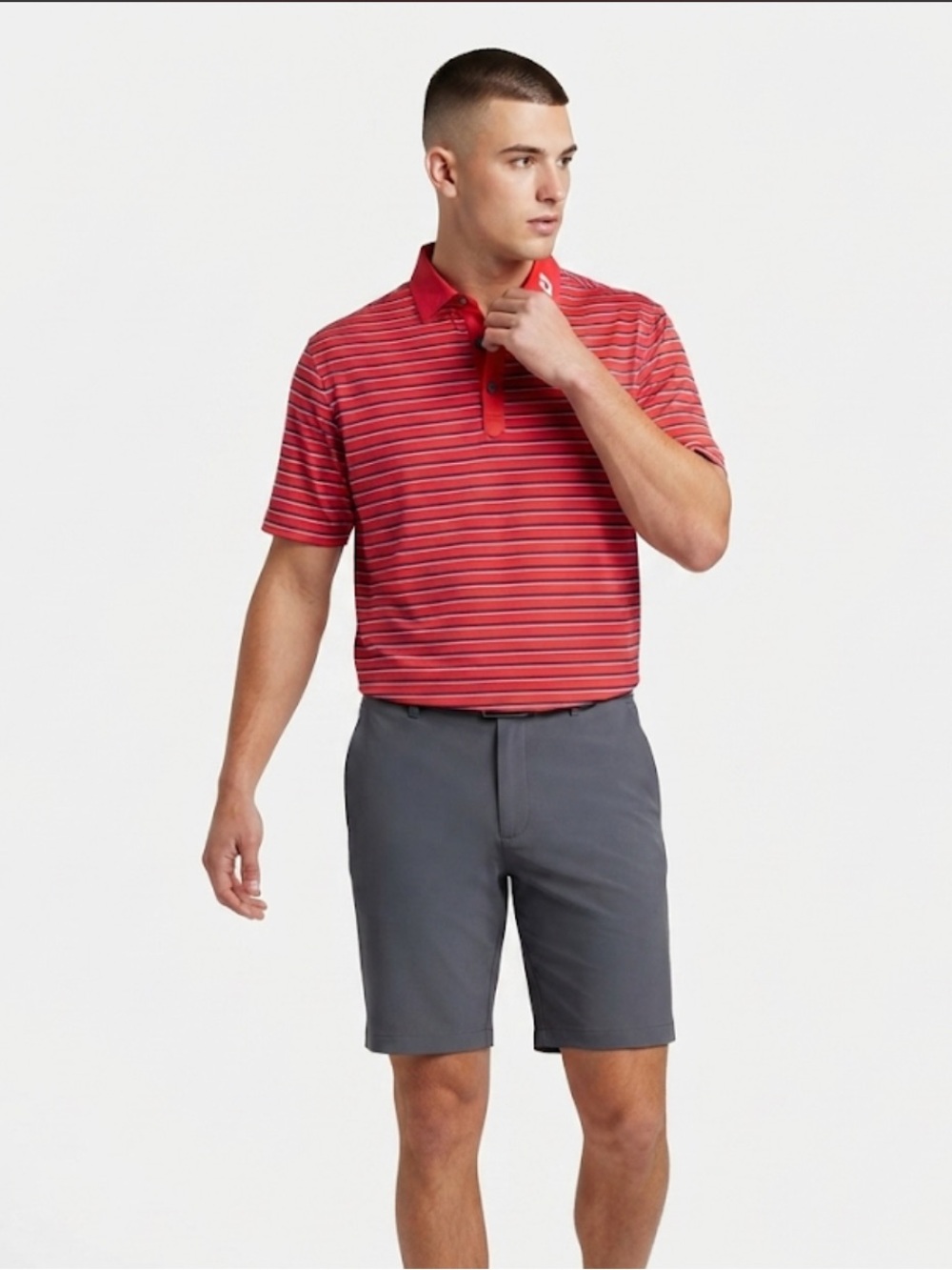 FootJoy Men’s Red Striped Performance Short Sleeve Polo Size XL